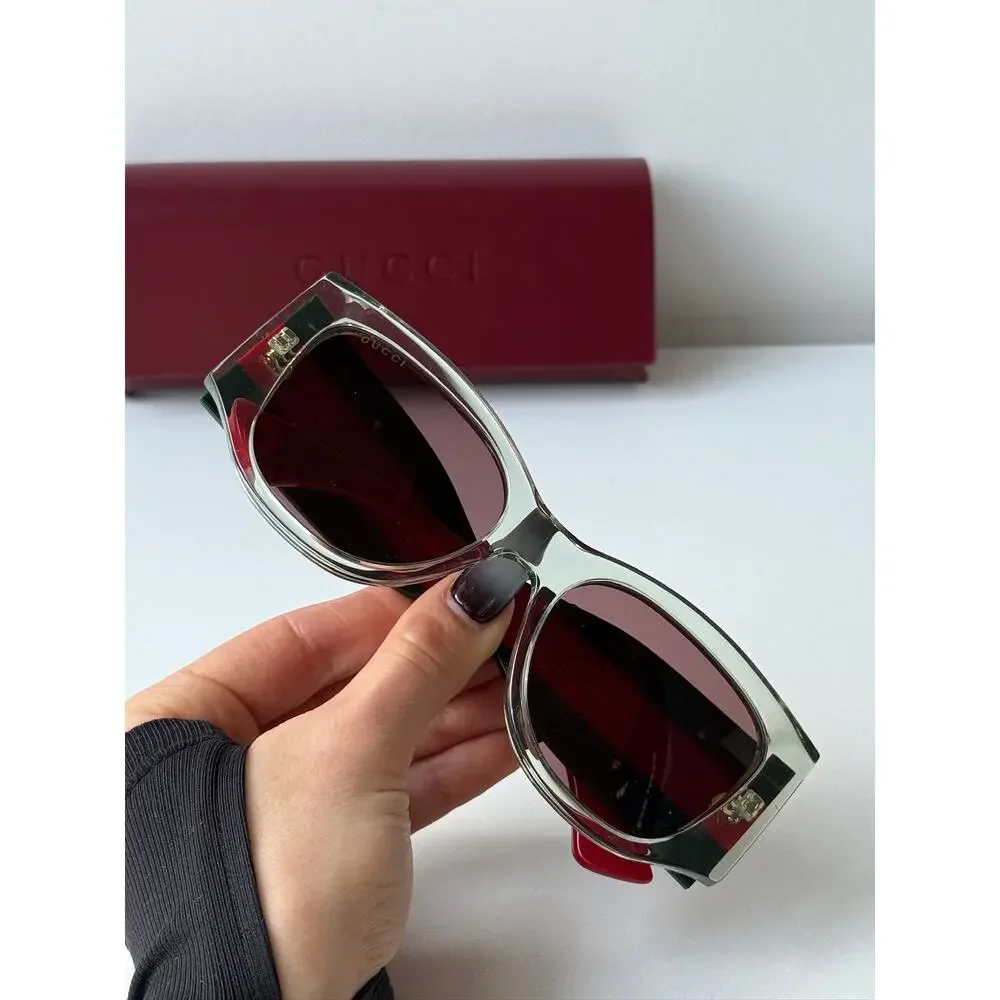 NEW Gucci GG2115S Transparent Green Striped Sunglasses $480